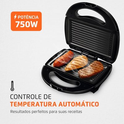 Sanduicheira Grill Mondial Fast S-12 Preta 127V 220V