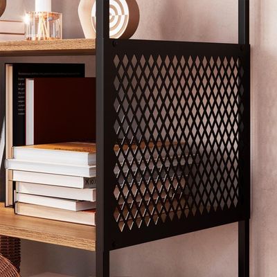 Estante Estilo Industrial 94 Cm Com Tela P1024 Preto Mell Pp Preto Mell
