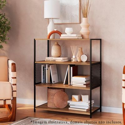 Estante Estilo Industrial 94 Cm Com Tela P1024 Preto Mell Pp Preto Mell