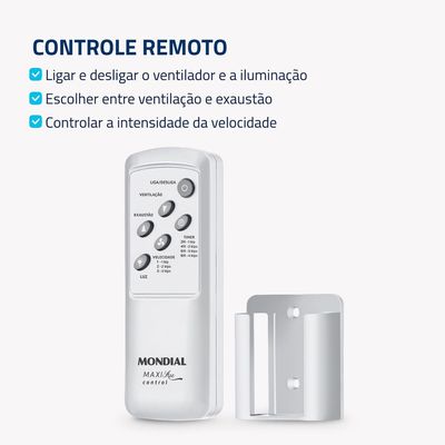 Ventilador de Teto Maxi Air Control Mondial Branco 125W VTE-02 110