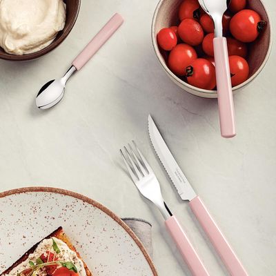 Faqueiro Tramontina Gamboa 16 Peças Rosa Talheres Aço Inox Mesa Jantar Cozinha Cabos Polipropileno