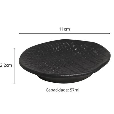 Ramequim Cerâmica Stoneware Porto Brasil 57ml Preto Matte Juta Molheira Média Entradas Petiscos Soyo