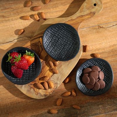 Ramequim Cerâmica Stoneware Porto Brasil 57ml Preto Matte Juta Molheira Média Entradas Petiscos Soyo
