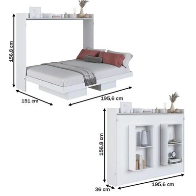 Cama de Casal Articulável Branco Horizontal MDP Hanover Dobrável Decoração Art In Móveis