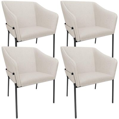 Kit 4 Cadeiras Para Sala de Jantar Estar Living Olívia L02 Linho Cru - Lyam Decor