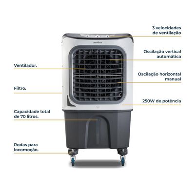 Climatizador de Ar Britânia 70L 4 em 1 BCL70 3 velocidades 127V
