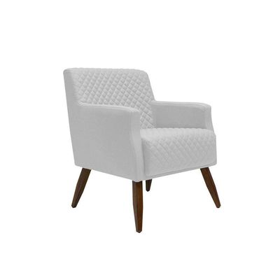 Poltrona Decorativa Nagoya Pés Madeira Corano Branco