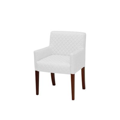 Poltrona Decorativa Liverpool Base Madeira Corano Branco