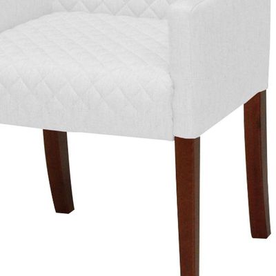 Poltrona Decorativa Liverpool Base Madeira Corano Branco