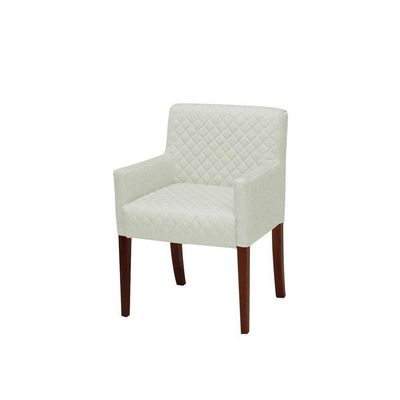 Poltrona Decorativa Liverpool Base Madeira Corano Bege