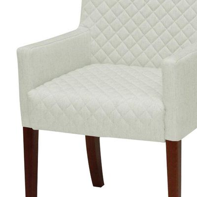Poltrona Decorativa Liverpool Base Madeira Corano Bege