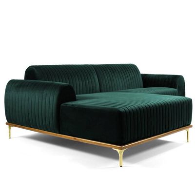 Sofá 3 Lugares com Chaise Base de Madeira Euro 245 Cm Verde