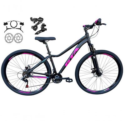 Bicicleta Aro 29 Gta Start Feminina 21v Alumínio Câmbios Shimano Freio A Disco Hidráulico - Preto/rosa