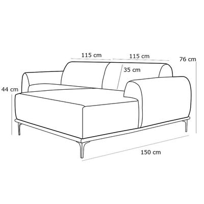 Sofá 3 Lugares com Chaise Base de Madeira Euro Veludo Telha