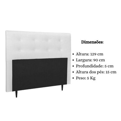 Cabeceira Estofada Cama Solteiro 90 Cm Helena Corino Branco
