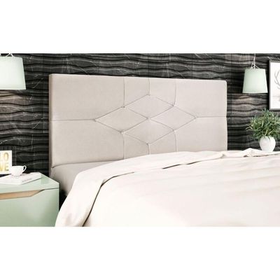 Cabeceira Cama Box Queen 160cm Virgínia Suede Bege E Frame