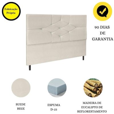 Cabeceira Cama Box Queen 160cm Virgínia Suede Bege E Frame