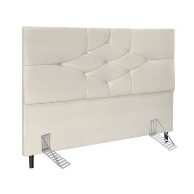 Cabeceira Cama Box Casal 140cm Virgínia Suede Bege E-frame