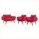 Conjunto Poltrona PÉs Madeira Opalla Suede Vermelho