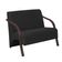 Poltrona 2 Lugares Vênus Suede Braço Madeira Preto.