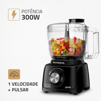 Mini Processador Turbo Pratic Mondial Preto 300W MP-16-B 110
