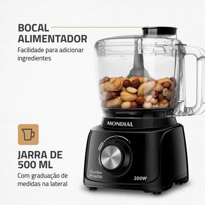 Mini Processador Turbo Pratic Mondial Preto 300W MP-16-B 110