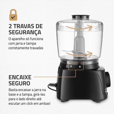 Mini Processador Turbo Pratic Mondial Preto 300W MP-16-B 110
