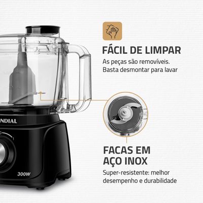 Mini Processador Turbo Pratic Mondial Preto 300W MP-16-B 110