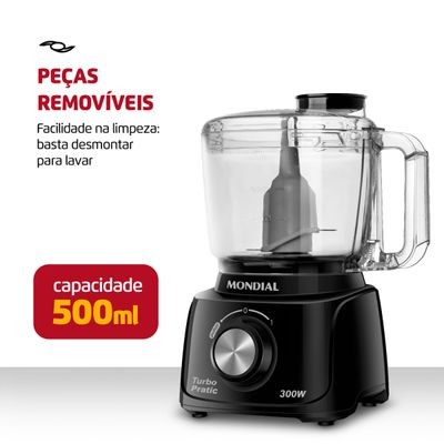 Mini Processador Turbo Pratic Mondial Preto 300W MP-16-B 110