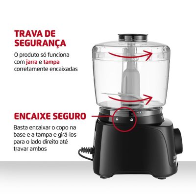 Mini Processador Turbo Pratic Mondial Preto 300W MP-16-B 110