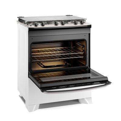 Fogão 5 bocas Electrolux Branco Efficient Mesa Inox, PerfectCook e VaporBake® (FE5IW) Bivolt