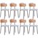 Kit 08 Cadeiras Decorativas Estofada Sala Jantar Barcelona L02 Couríssimo Camel Linho Cinza - Lyam