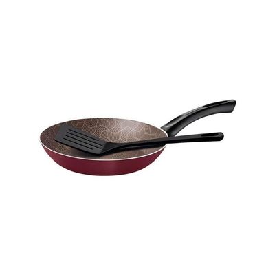 Frigideira Tramontina Paris 18cm Em Alumínio E Revestimento Antiaderente Com Espátula De Nylon Vermelha