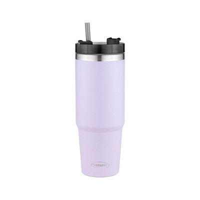 Pote Vidro Hermético Marmita 1l E Copo Com Canudo 900ml Lilás