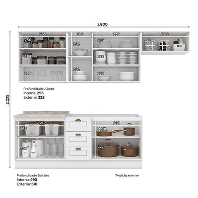 Cozinha Modulada Americana 6 Peças Branco Hp - Henn