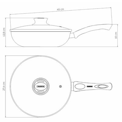 Frigideira Funda Antiaderente Tramontina Paris Alumínio Tampa Vidro 26cm Chumbo Cabo Baquelite