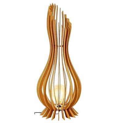 Abajur Grande De Chão Ana Maria Mdf Luminária Marrom - Kit Com 2 - 90x28cm E 75x23cm