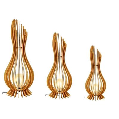Abajur Grande De Chão Ana Maria Mdf Luminária Marrom - Kit Com 2 - 90x28cm E 75x23cm