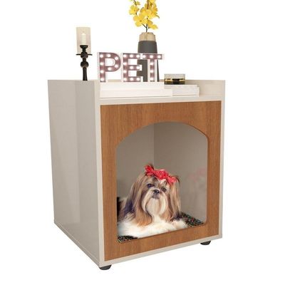 Mesa Cabeceira Casinha De Cachorro-gato Pet Off White-freijo - Ofertamo