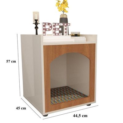 Mesa Cabeceira Casinha De Cachorro-gato Pet Off White-freijo - Ofertamo