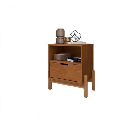 Mesa De Cabeceira Antares C- Gaveteiro E Nicho Porta Itens Cedro