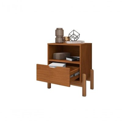 Mesa De Cabeceira Antares C- Gaveteiro E Nicho Porta Itens Cedro