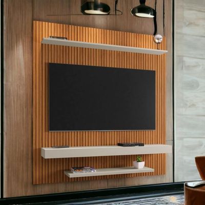 Painel Para Tvs 60 Leme Ripado E Off White Bechara
