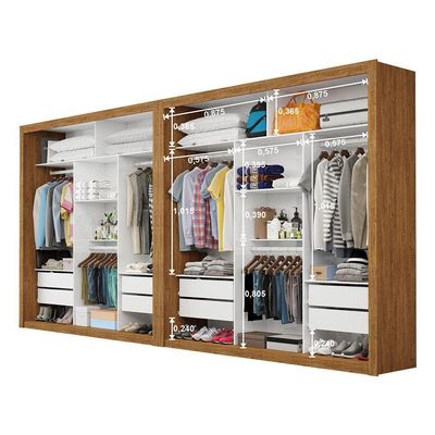 Closet Casal Premium Clarice Plus 06 Portas 8 Gavetas Freijó