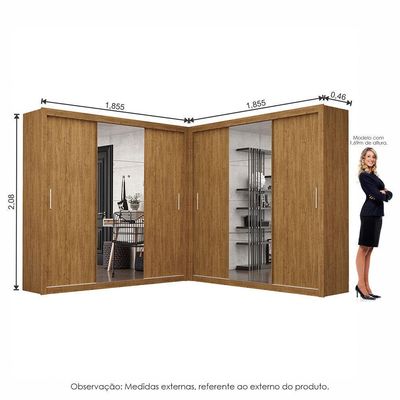 Closet Casal Premium Clarice Plus 06 Portas 8 Gavetas Freijó