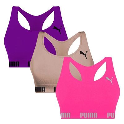 Kit 3 Tops Puma Nadador Sem Costura Feminino P / Rosa e Roxo