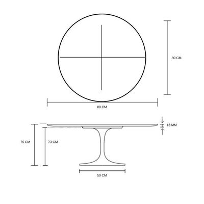 Mesa de Jantar Tulipa Saarinen Redonda 80cm Freijó Branco