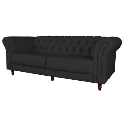 Sofá 2 Lugares 180cm Couro Preto