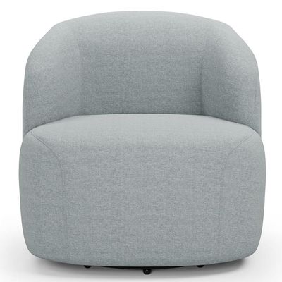 Kit 02 Poltronas Giratória Orgânica Para Sala Living Heidy F04 Linho Cinza - Lyam Decor