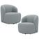 Kit 02 Poltronas Giratória Orgânica Para Sala Living Heidy F04 Linho Cinza - Lyam Decor